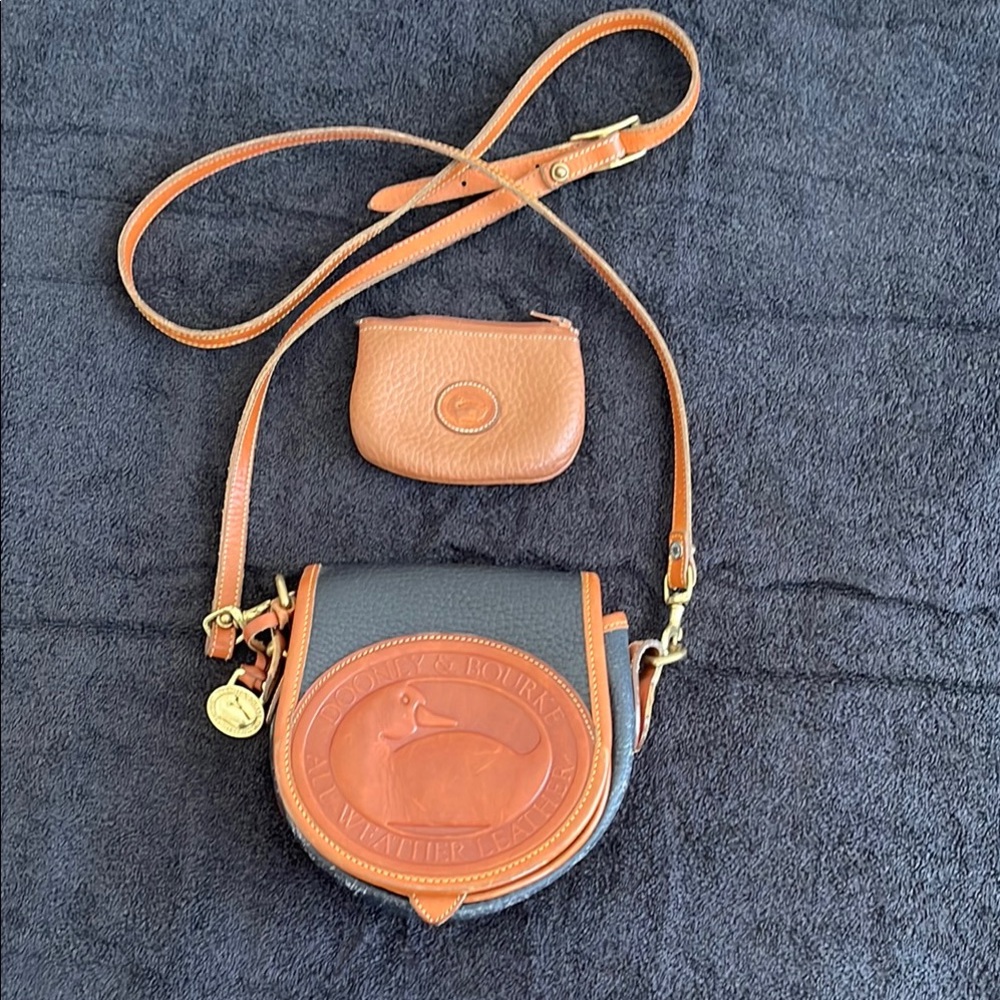 Dooney & Bourke Crossbody Bag Gray and Tan Leather